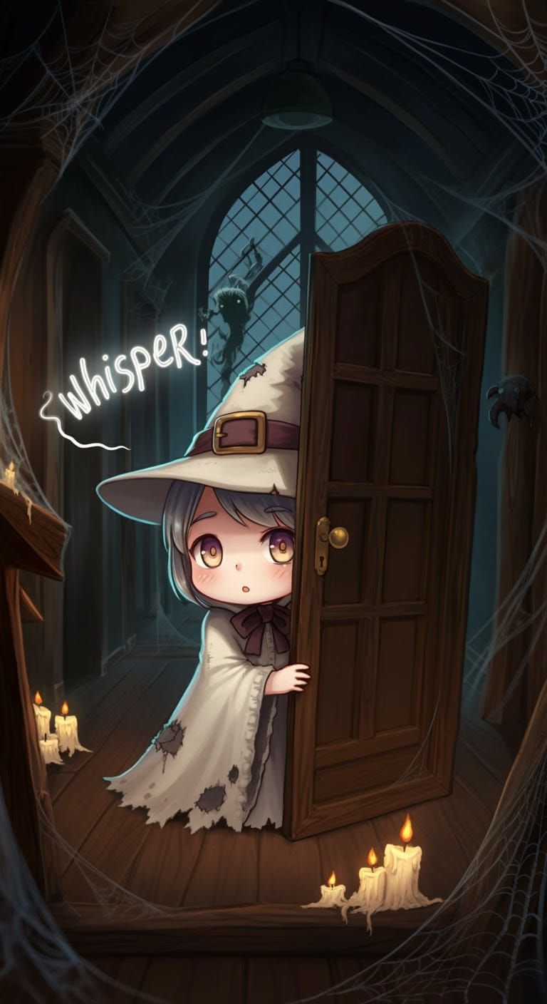 Chibi Witch Hiding in Eerie Mansion