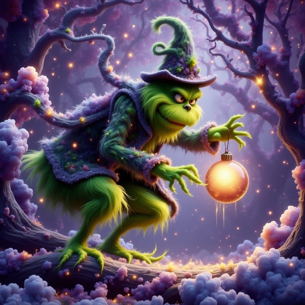 The Grinch in Whimsical Purple Watercolor
