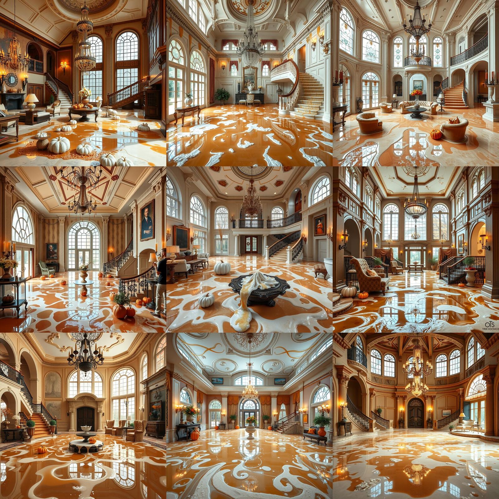 Pumpkin Spice Latte-Flooded McMansion Foyer