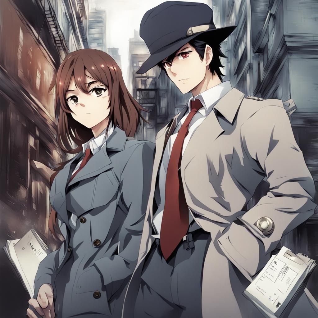 Anime Style Detective in Japanese Manga Art