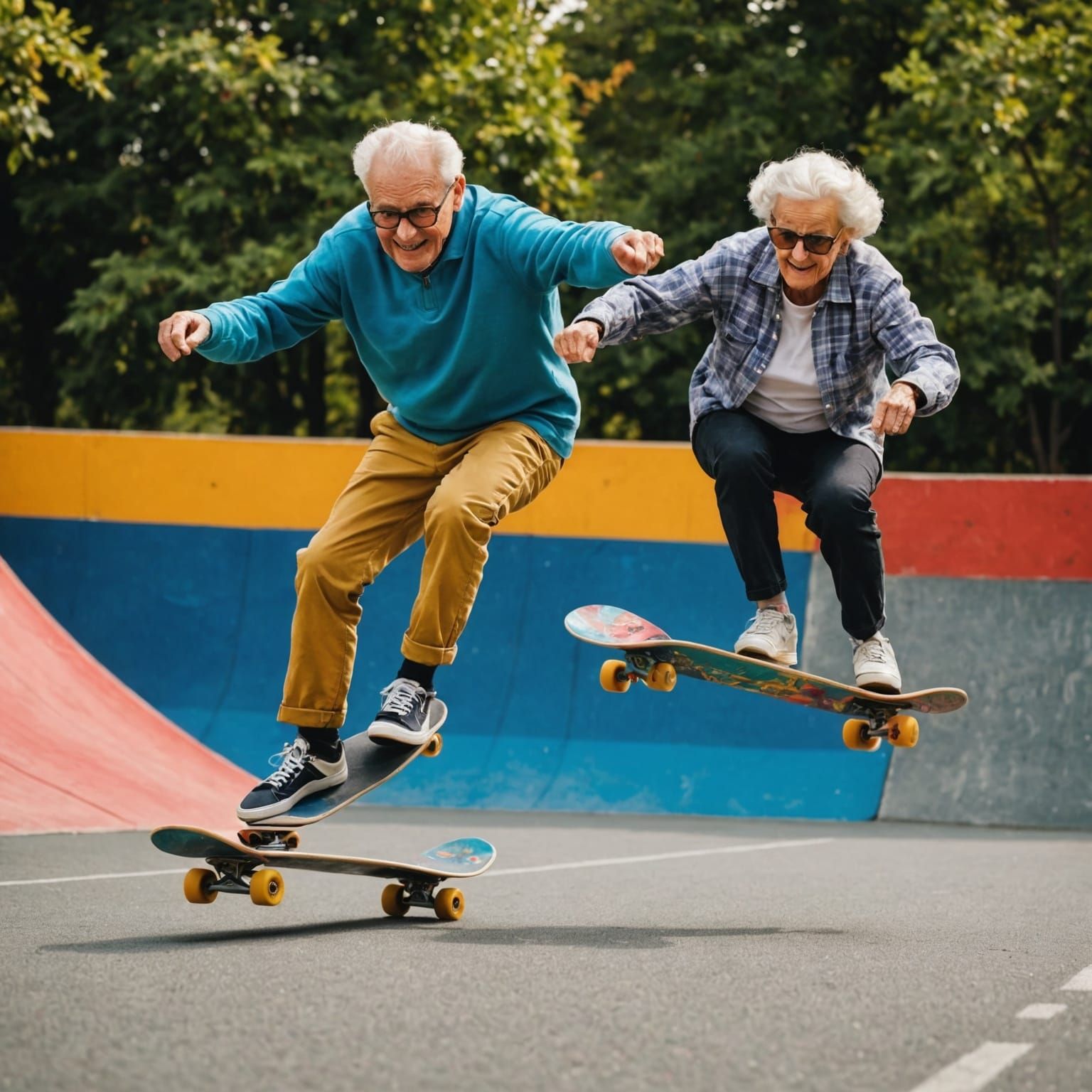 Daring Elderly Skateboarders Perform Extreme Stunts