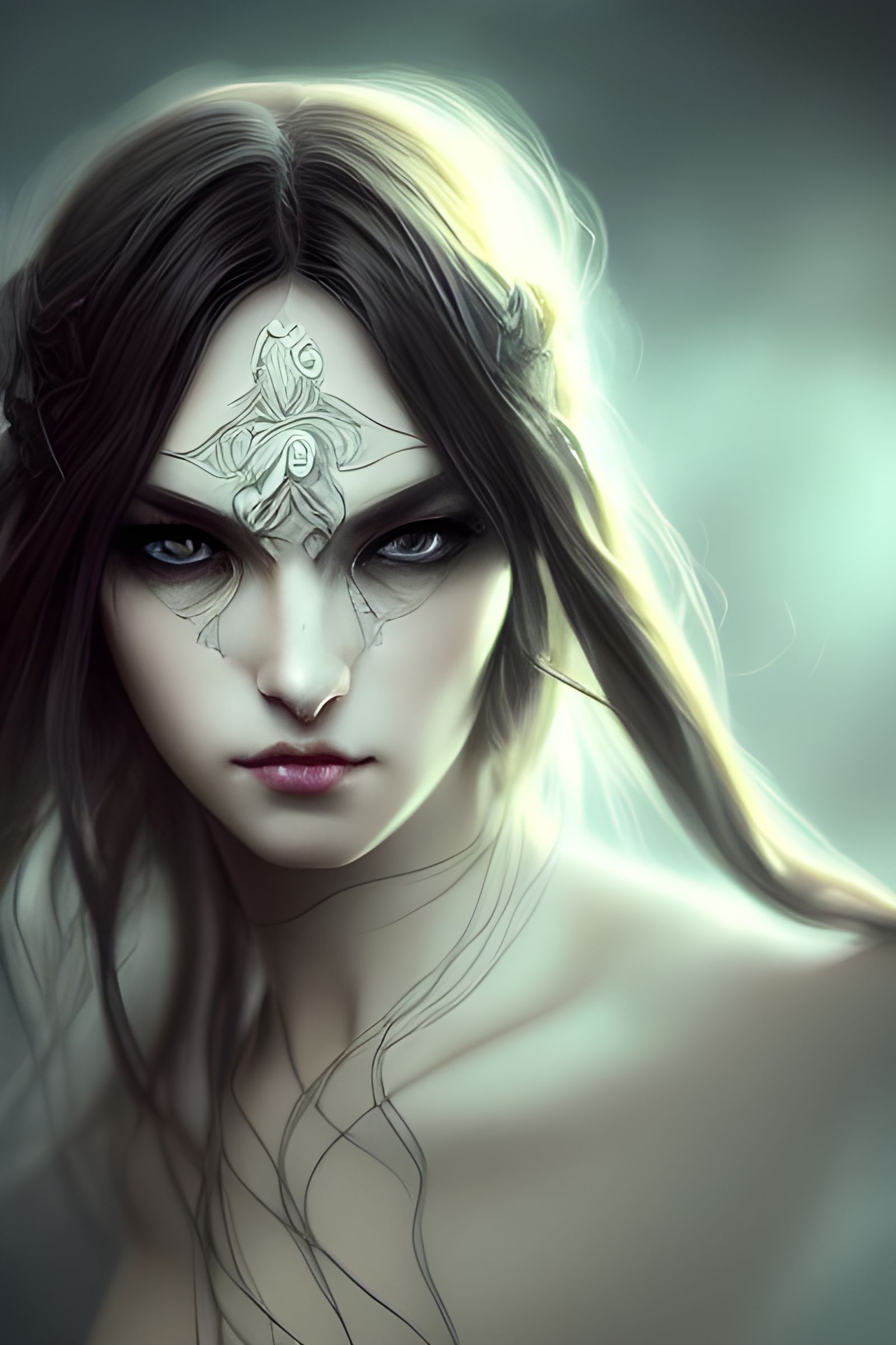 Sinister Goddess: Hyper-Detailed Digital Illustration