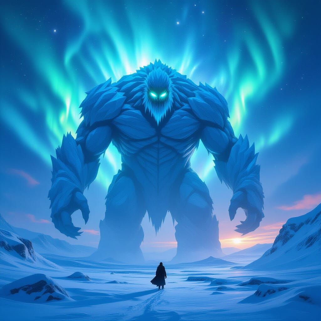Colossal Ice Titan Emerges in Frozen Wasteland