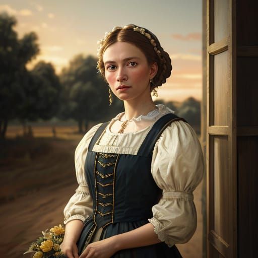 Baroque Milkmaid Portrait in Dutch Master Style