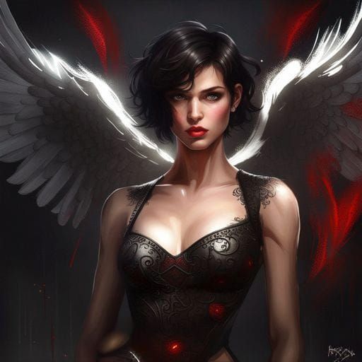 Beautiful Dark Haired Angel Portrait