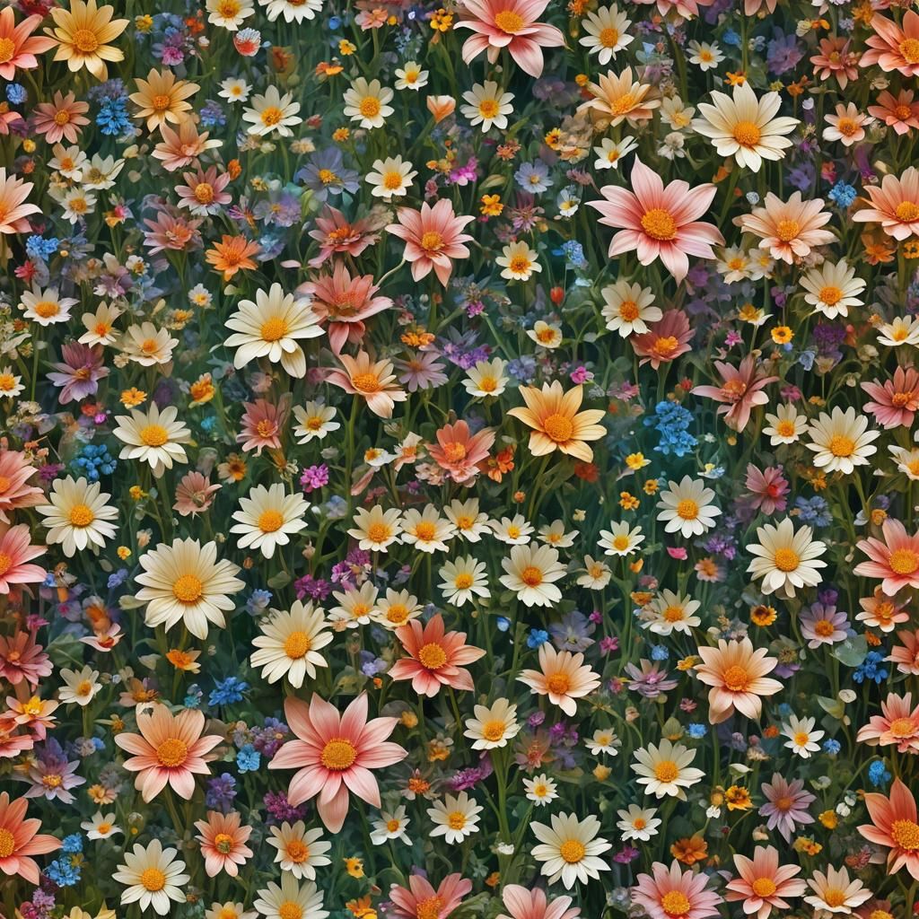 Surreal Digital Garden with Flying Archangels in 3D