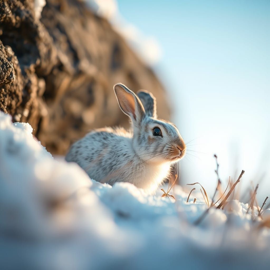Snowy Hare in Winter Wonderland