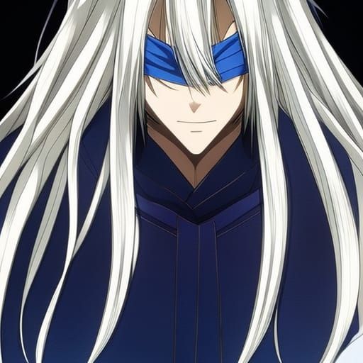 Bandaged Man Portrait with Glowing Eyes in Anime Style