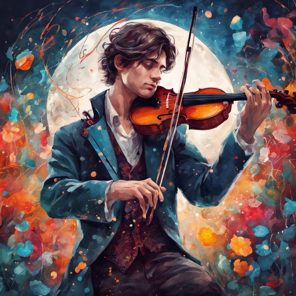 Medieval Musician's Moonlit Performance