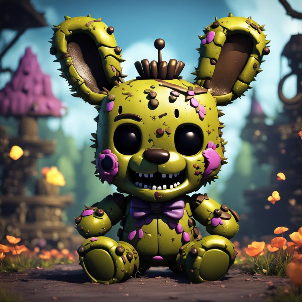 Chibi Kawaii Springtrap: Detailed Digital Painting