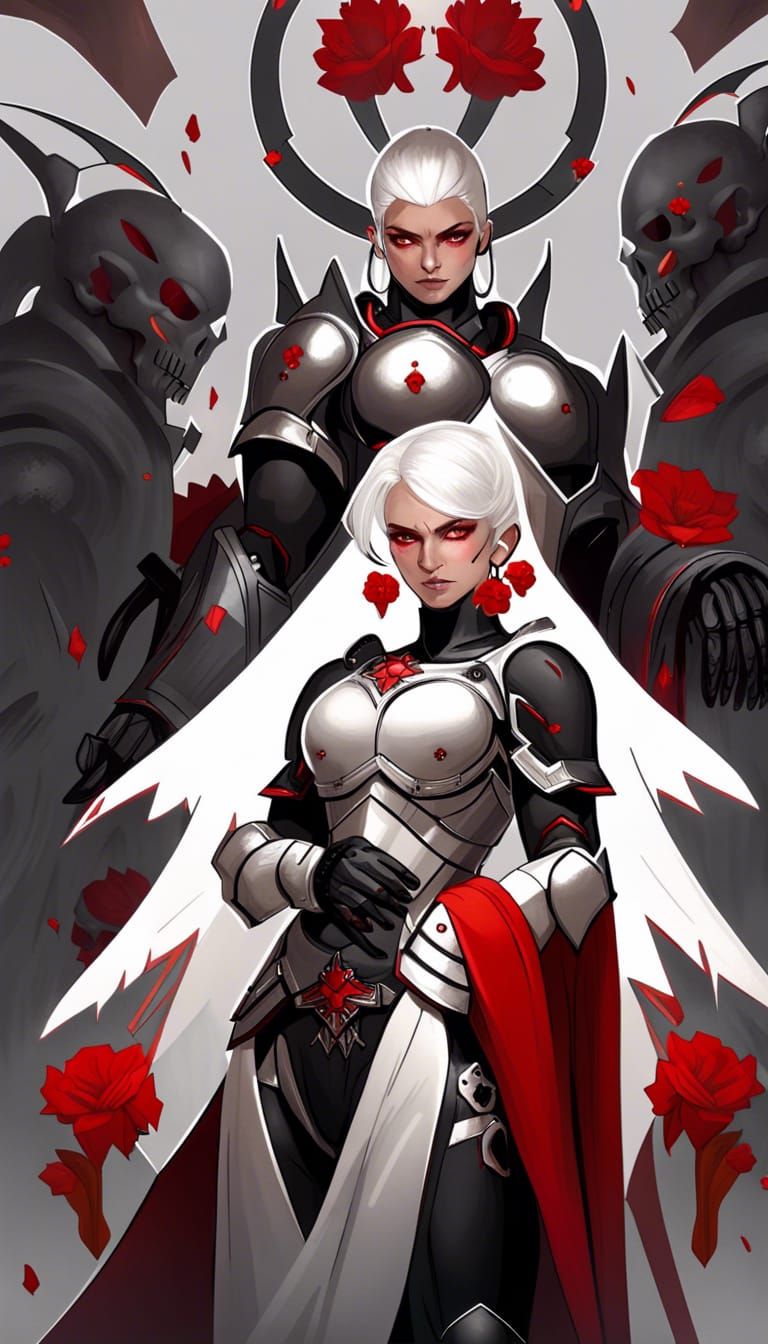 Woman in Aetherpunk Armor with Halo, Detailed Concept Art