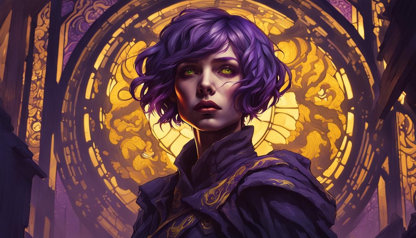 Dark Fantasy Woman Introduces Herself: Art Nouveau Style