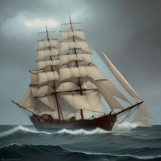 19th Century Ship 'Billy O' Tea' Sails Stormy Sea
