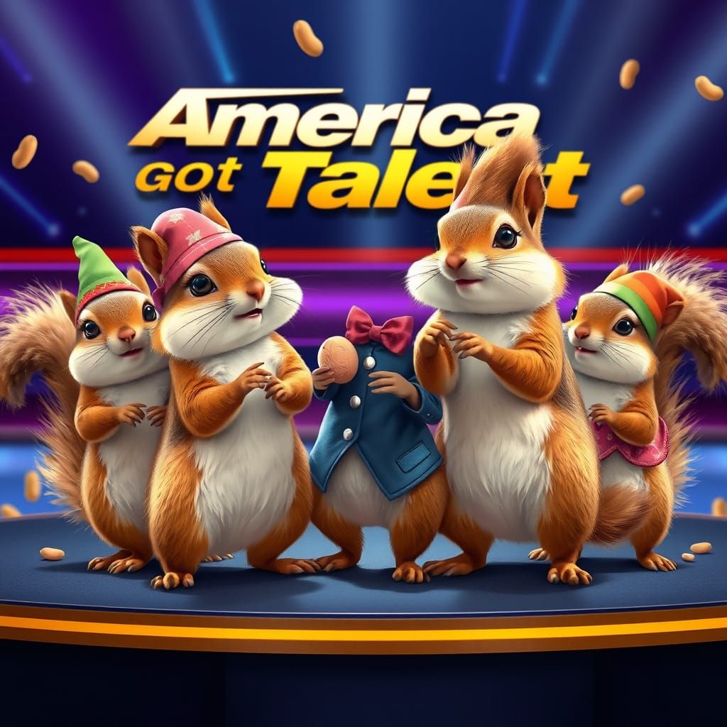 Playful squirrels perform peanut-catching dance in front of an audience on America's Got Talent with a beautiful squirre...