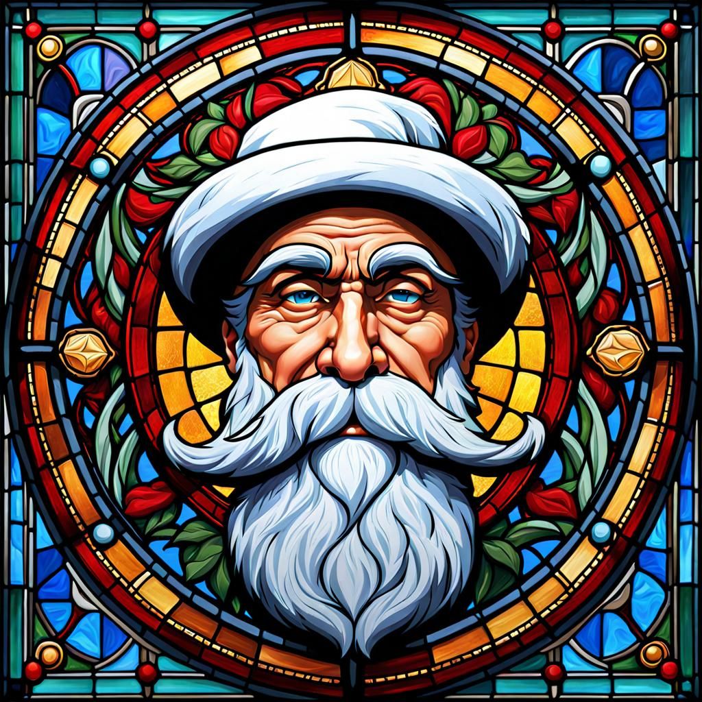 Humorous Drunk Santa Claus Art Nouveau Poster