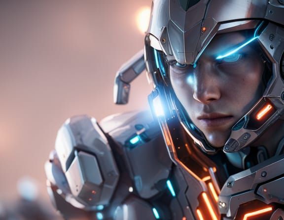 Boy in Mech Suit: Futuristic Sci-Fi Render