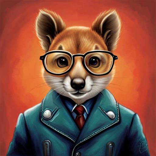 Draw a squirrel with a dashing aviator look, complete with classic pilot-style glasses and a leather jacket.