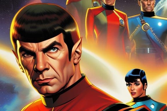 Star Trek Crew in Retro Comic Art Style