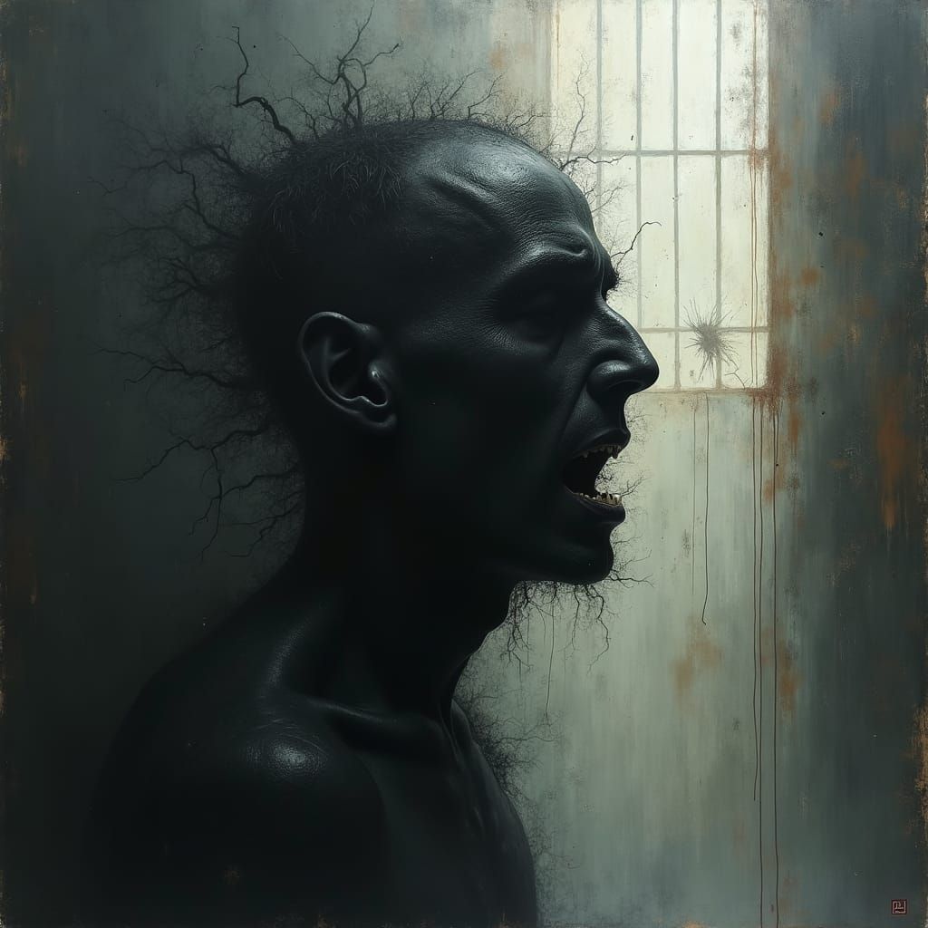 Dark Mind Trapped in Shadows and Sorrow