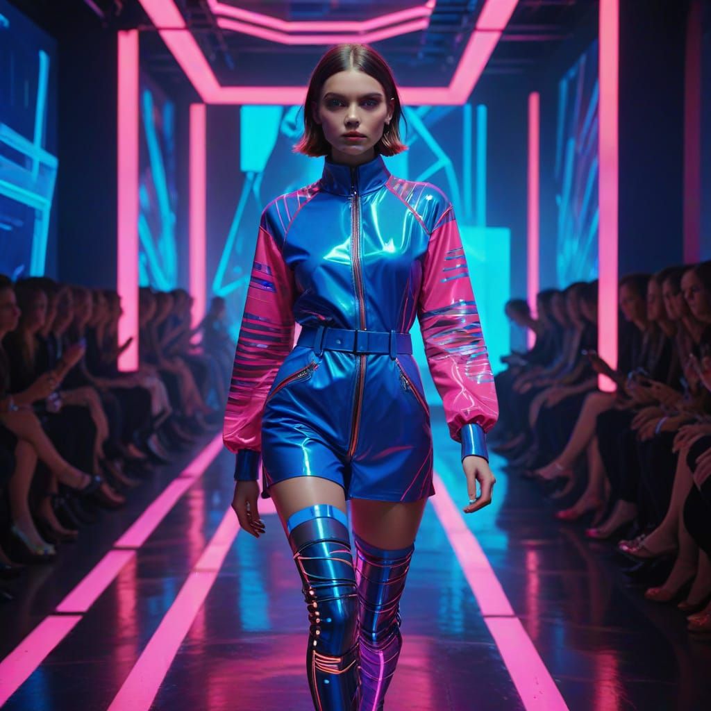 Electric Dreams Fashion Show: Futuristic Catwalk in Neon Col...