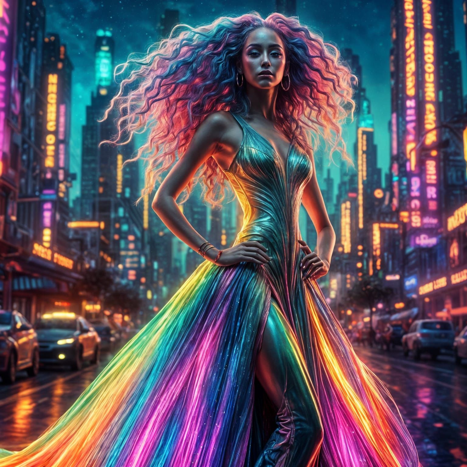 Alien Haute Couture Fashion in Neon Synthetics