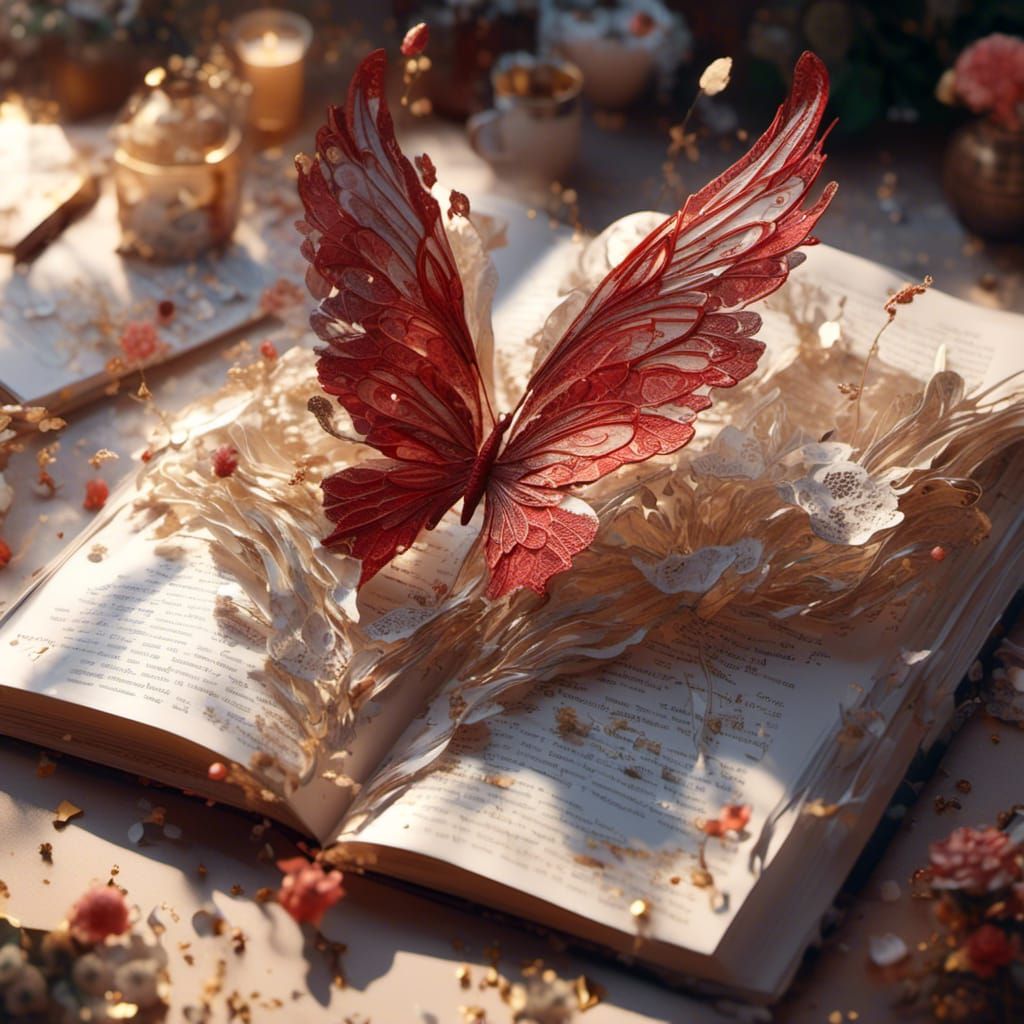 Book Page Fairy Wings in Anime Art Style