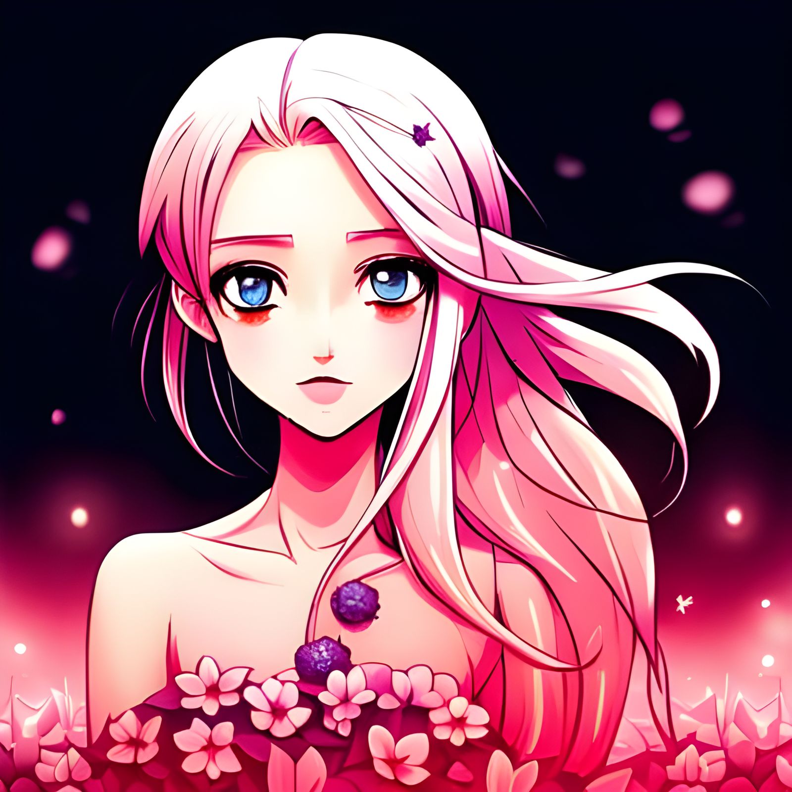 Pink Flower Girl in Manhwa Style