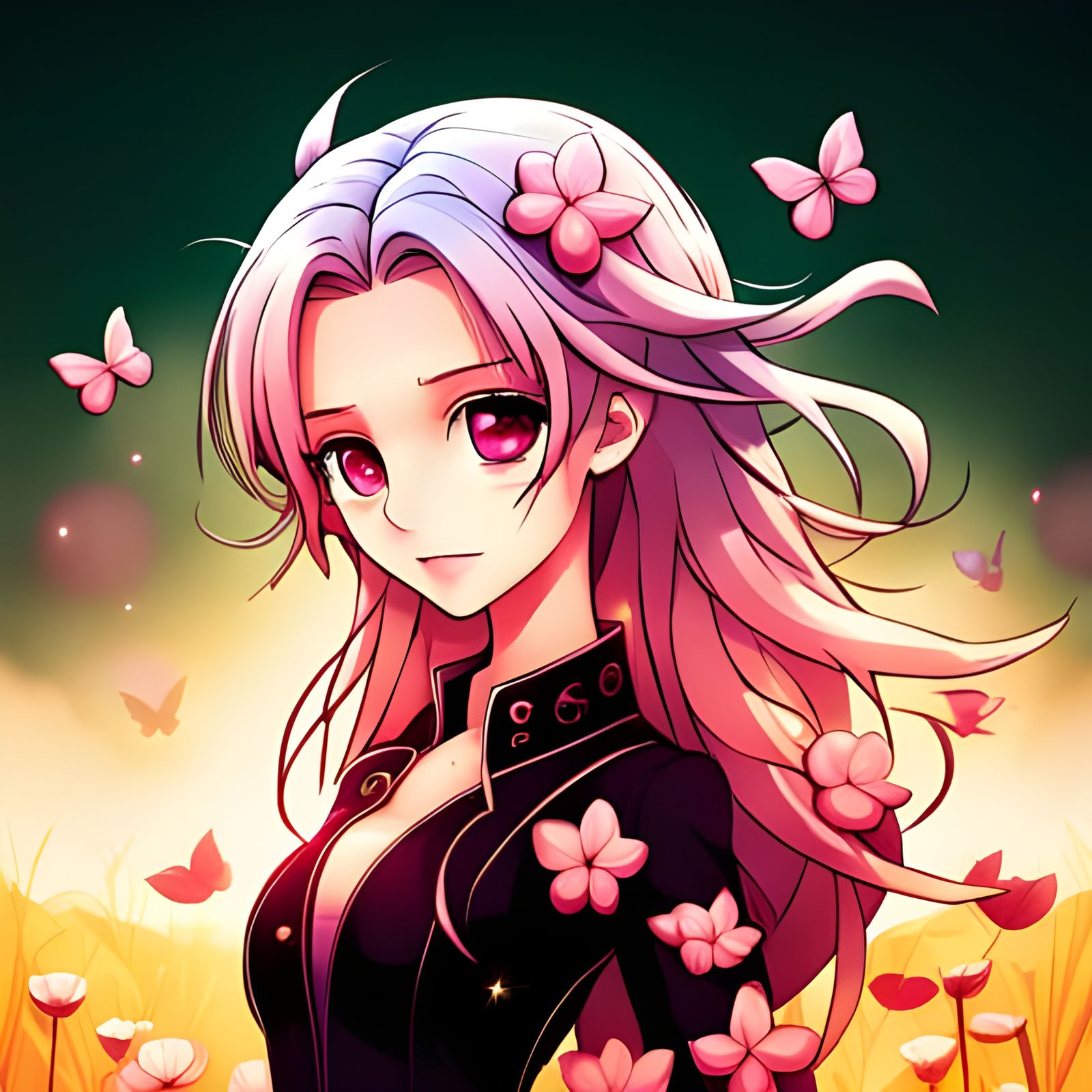 Girl Made of Flowers in Manhwa Style