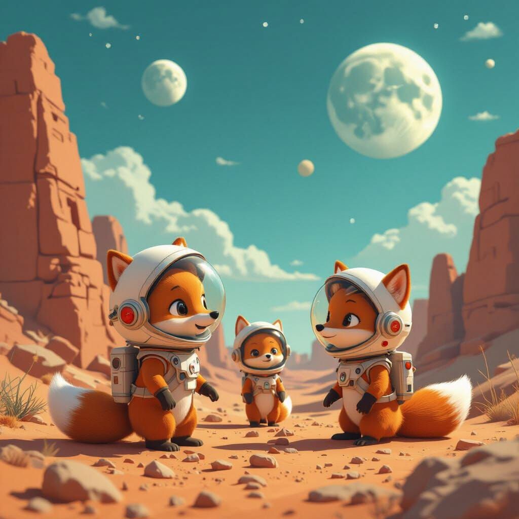 Fox Astronauts Explore Martian Ruins