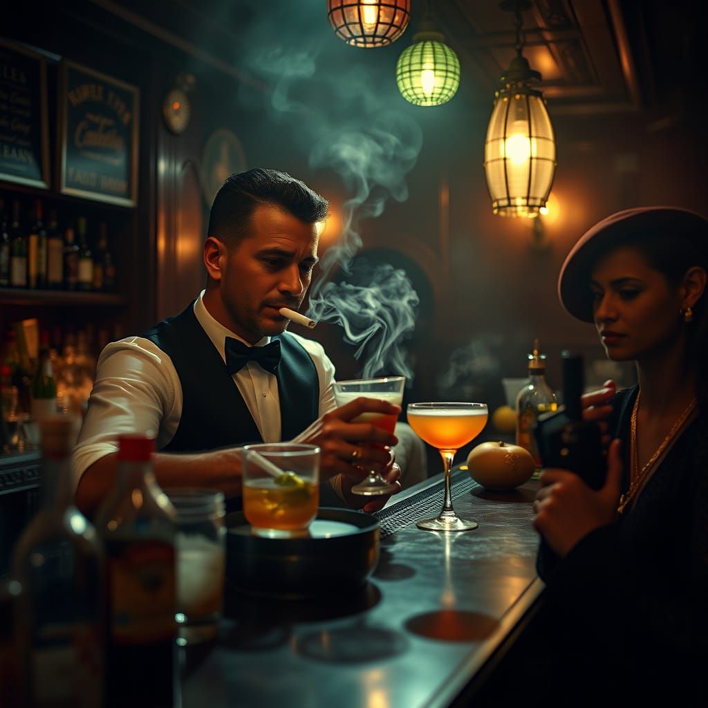 1920s Speakeasy: Art Deco Charm in Soft Light