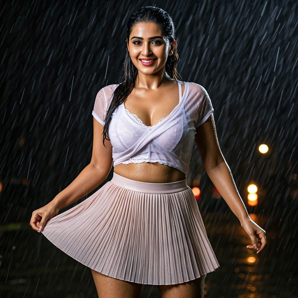 Indian Model in Rainy Glamour, High Fashion Style