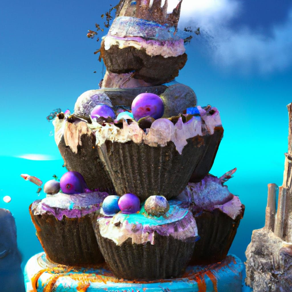 Fantastical Cupcake Matte Painting in Deep Color