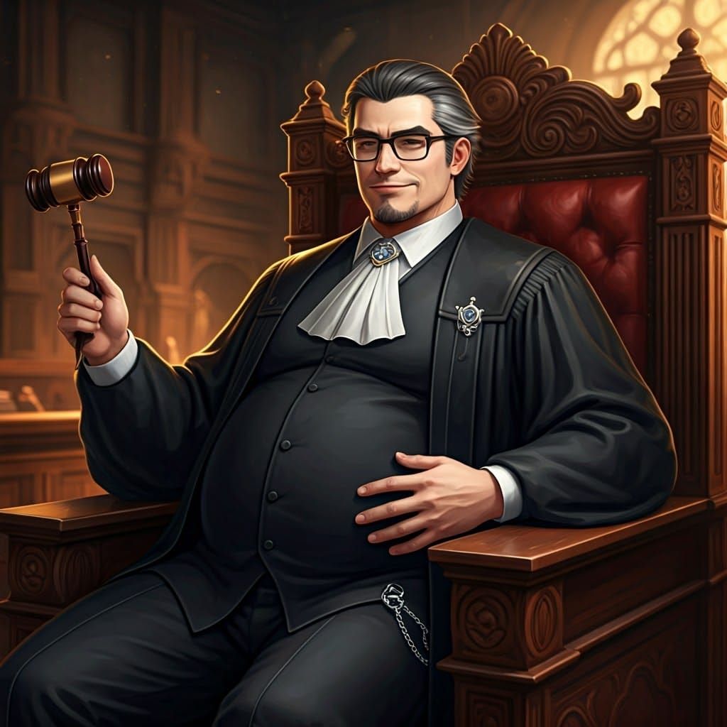 A Bespectacled Judge Sits in Satisfaction on an Ornate Bench...