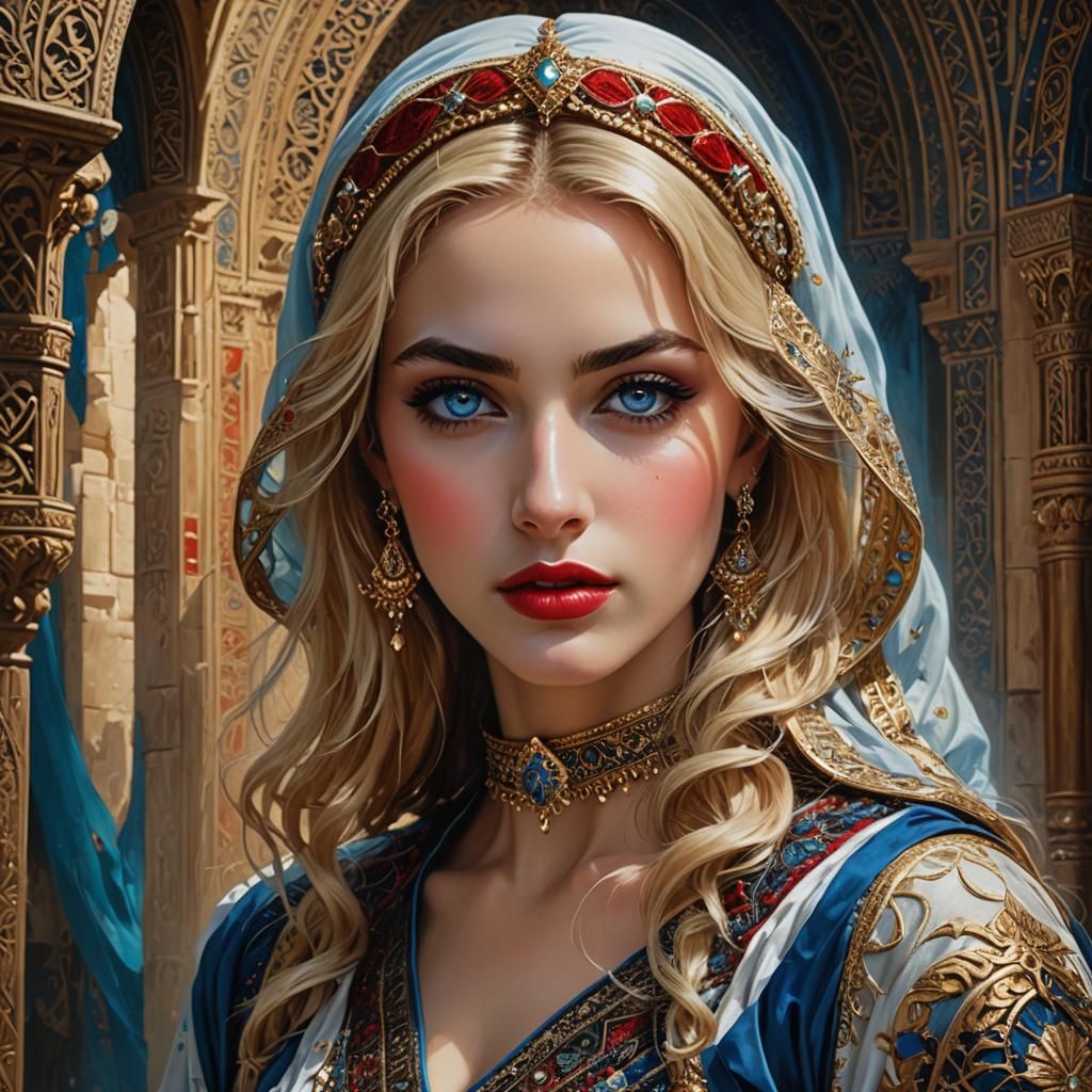 Glamorous Arab Woman Portrait in Gothic Fantasy Style