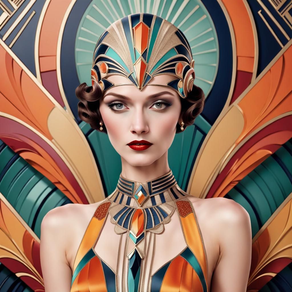 Vibrant Art Deco Fashion Photo-Illustration