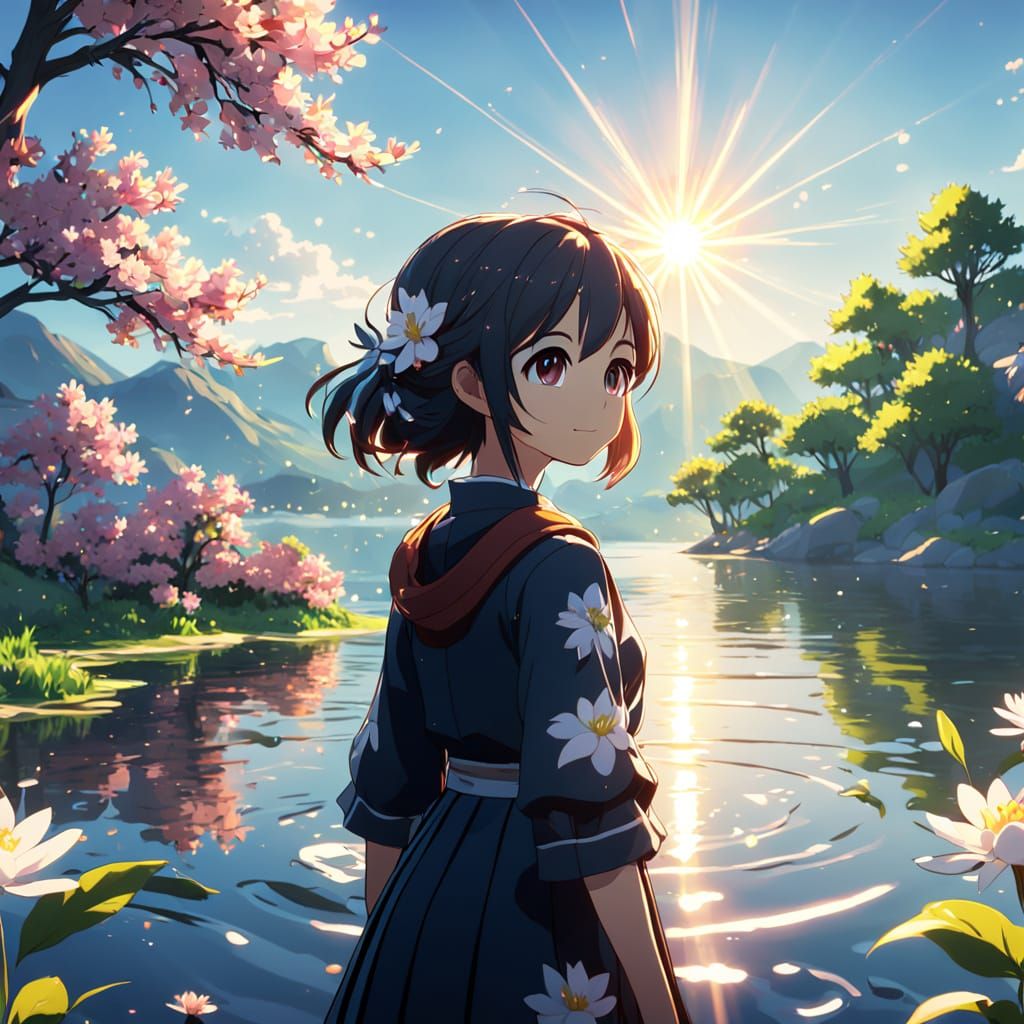Hope by the Lake: 2D Cartoon Anime Art