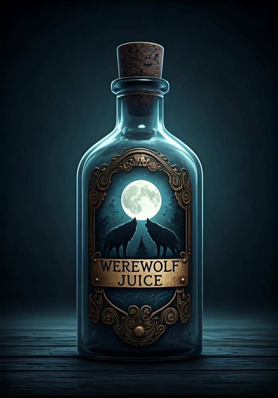 Victorian Werewolf Juice Apothecary Bottle