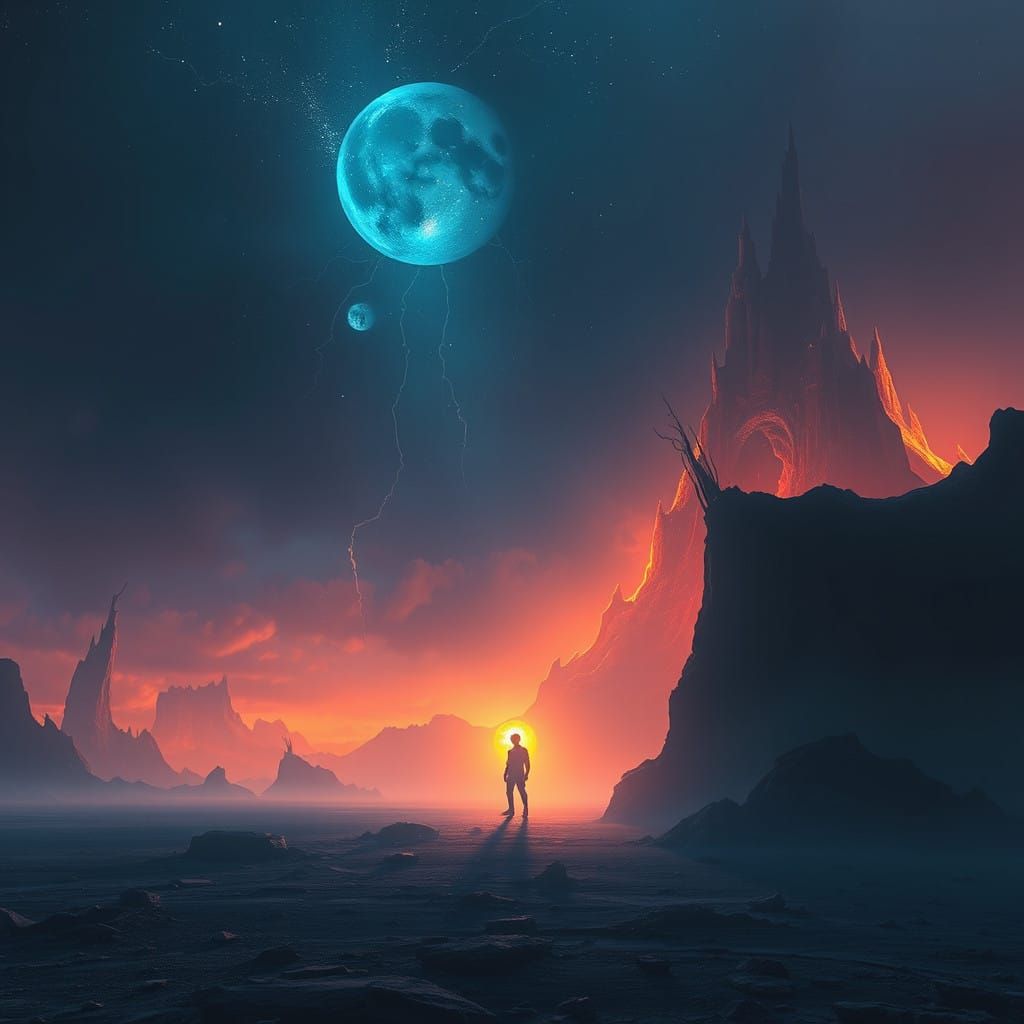 Surreal Existential Crisis Landscape with Neon Energy