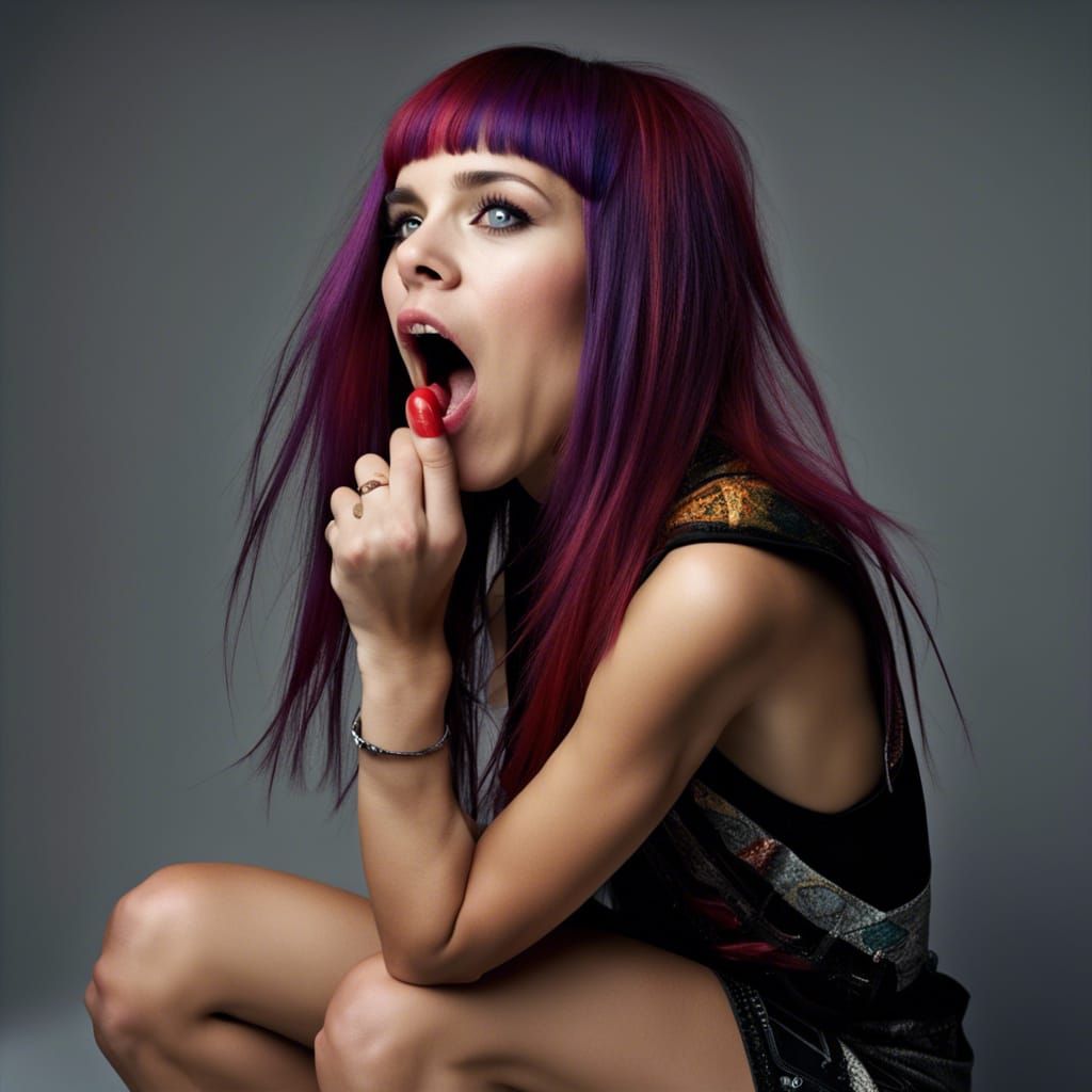 Provocative Portrait of a Girl with Tongue Out