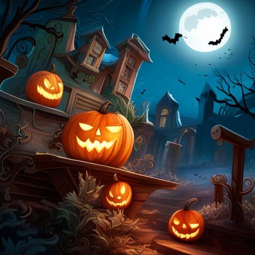 Halloween Pattern with Pumpkins and Ghosts