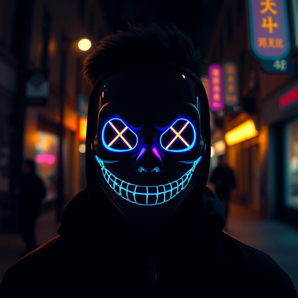 Creepy Smiley Mask in 16-bit Pixel Art Style