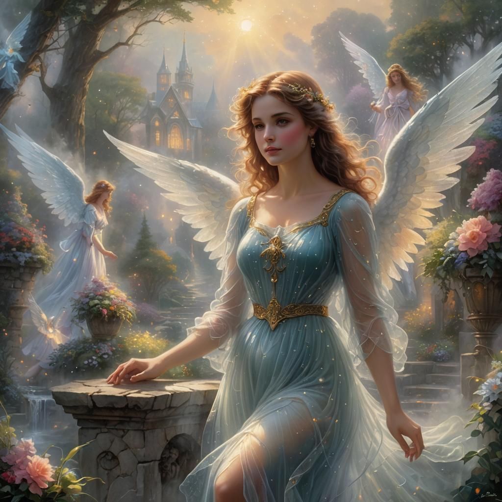 Ethereal Angel Girl in Dreamlike Fantasy Style