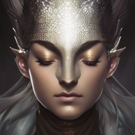 Glistening Shadow Dragon Portrait in Hyperdetailed Style