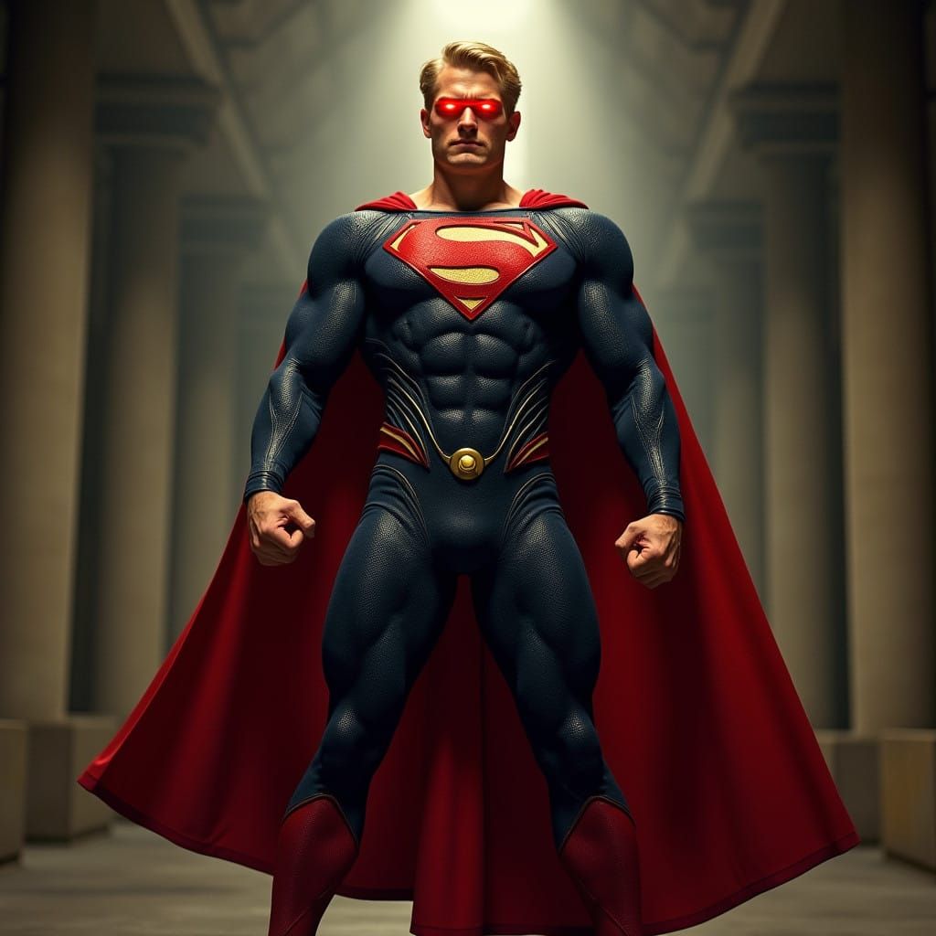 Blonde Hero Leader with Laser Eyes: A Powerful Comic Book Fi...