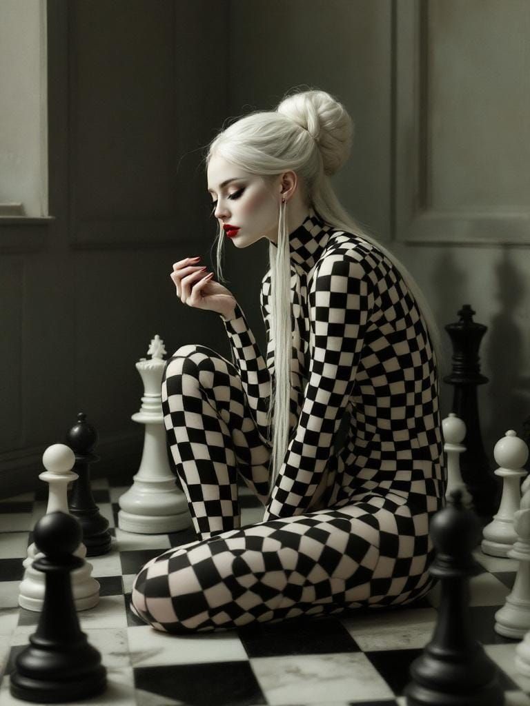 Surreal Checkmate Figure in Portrait Style