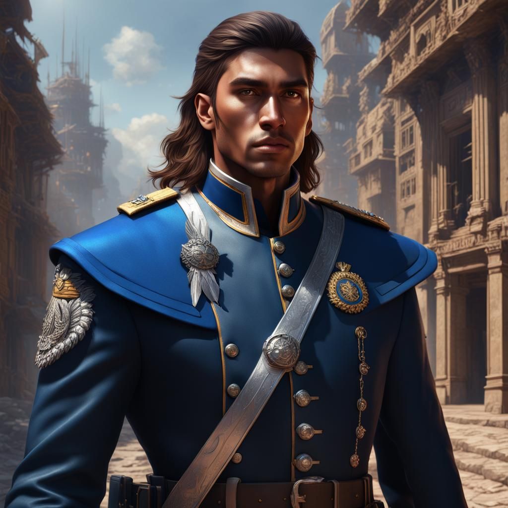 Fantasy Portrait of Military Officer with Spear