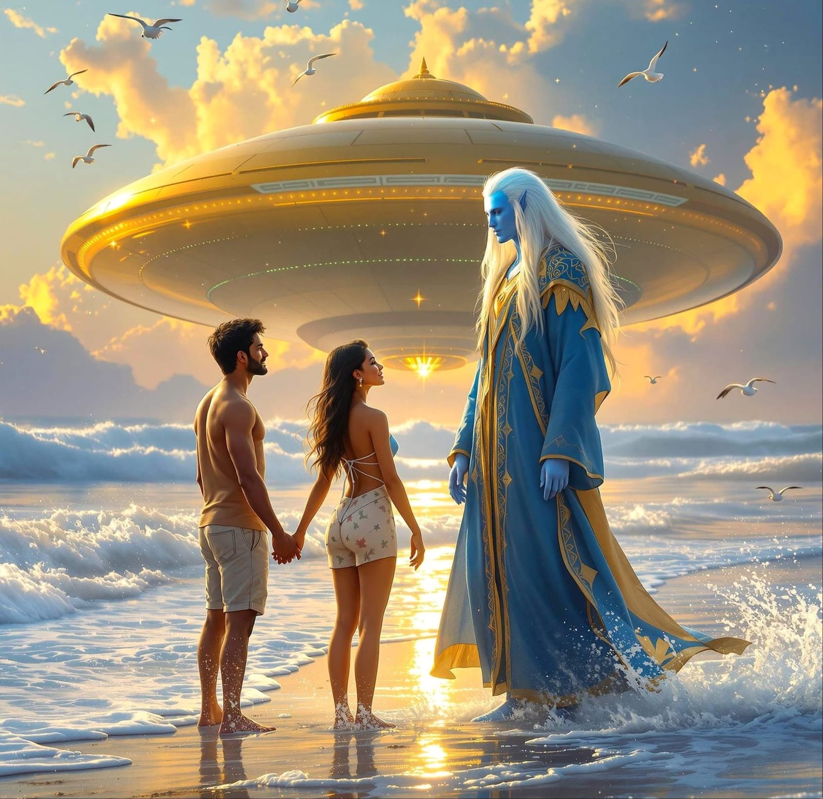 Indian Couple's Heartfelt Reunion with Alien on Beach