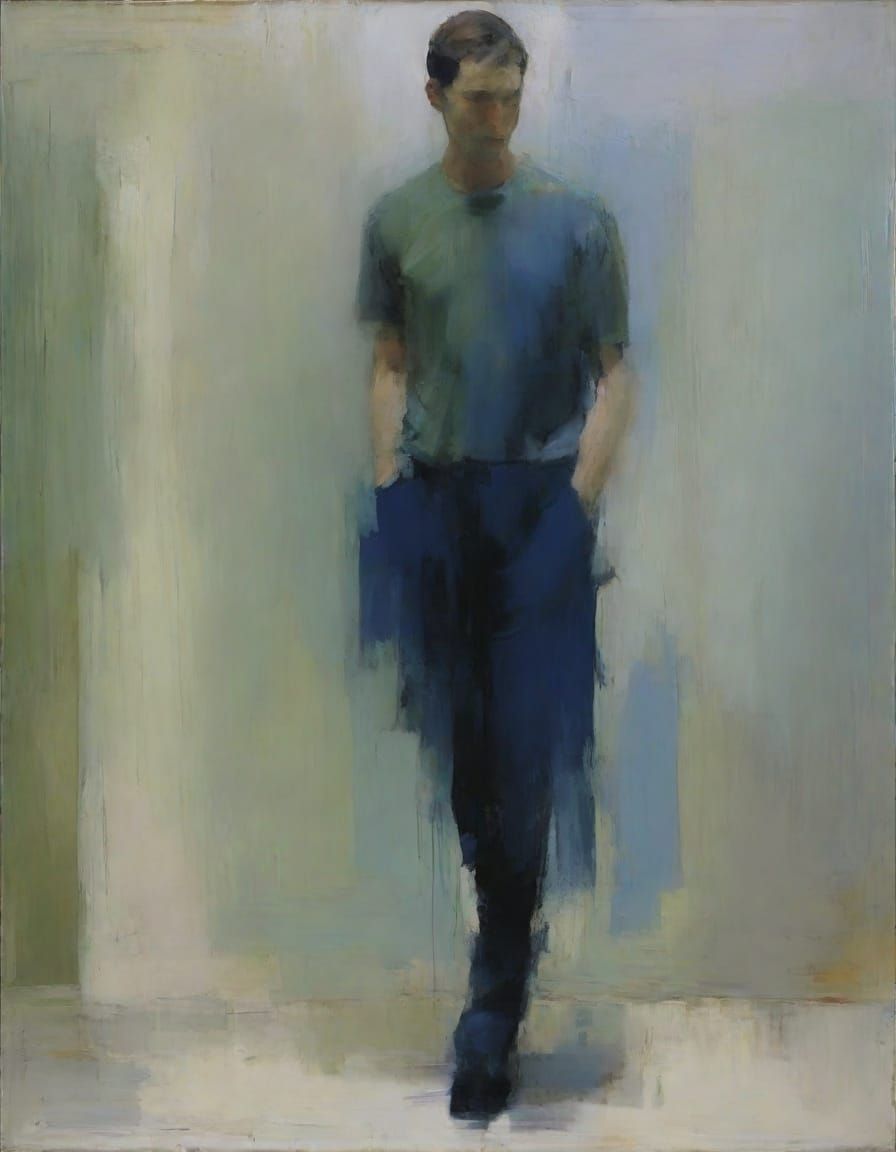 Gerhard Richter Inspired Tonalist Oil Painting of Figure