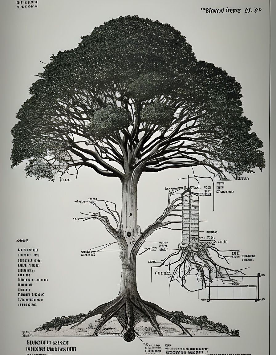 Blueprint of a Tree: Technical Engineering Illustration