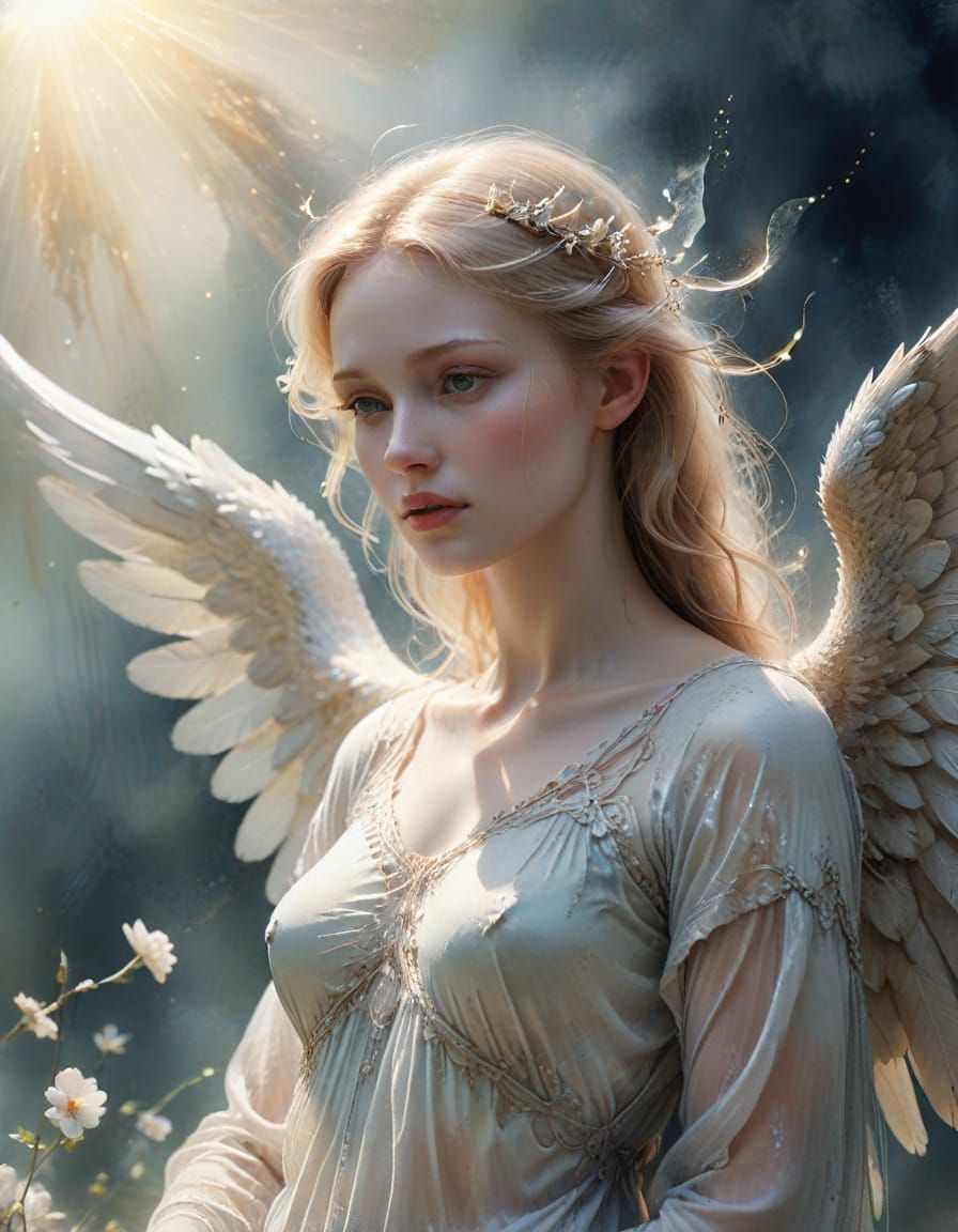 Ethereal Angel of Death at the Edge of Two Worlds